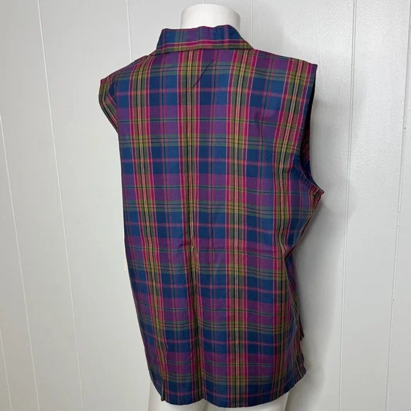 Karen Scott plaid button down shirt M 100% cotton new - Picture 2 of 4